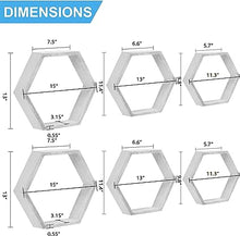 Hexagonal Floating Shelves Wall Mounted Set of 3 Wood Farmhouse Storage Honeycomb Wall Shelf for Bathroom, Kitchen, Bedroom, Living Room, Office,Driftwood Finish
