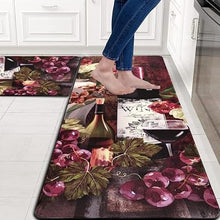 Set 2 Piece Cushioned Anti Fatigue Kitchen Mat Artistic, Rustic Kitchen Rugs and Mats No Skid Washable for Home, Waterproof Floor Comfort Mat PVC, 17" x 47" + 17" x 30"