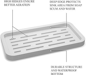 Waterproof, Durable, Flexible, Non-Slip, Easy Clean Silicone Sponge Holder Kitchen Sink Organizer Tray for Sponges, Soap Dispensers, Scrubbers, and Other Dishwashing Accessories,