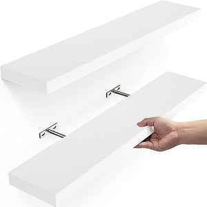 23inch White Bathroom Decor Floating Shelves for Laundry Room Organization, Books/Cat/Storage/Fake Plant Shelves,