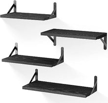 4 Sets of Wall Mounted Shelf for Bathroom Decor, Bedroom, Living Room and Plants (Carbonized Black)