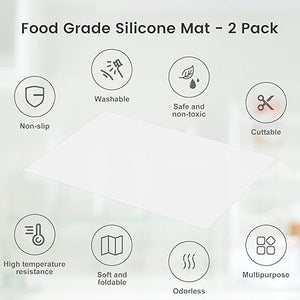 2 Pack Silicone Non-slip Heat Resistant Waterproof Countertop Protector Mat, 23.6 x 15.7 Inches x 1mm (Grey)