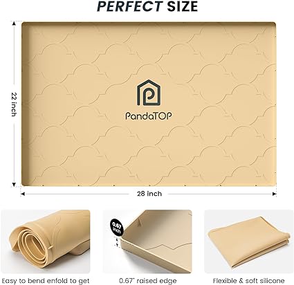 Under Sink Mat, 28 x 22 Silicone Kitchen Cabinet Tray, Waterproof &  Flexible Under Sink Liner for Kitchen Bathroom and Laundry Room(Black)
