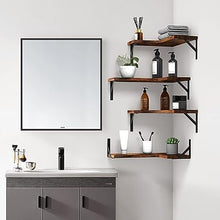 Set of 4, Floating Corner Shelves for Wall Décor Storage, (Grey)…