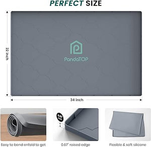 Under Sink Mat, 22" x 19" Silicone Kitchen Cabinet Tray, Waterproof & Flexible Under Sink Liner for Kitchen Bathroom and Laundry Room(Black)