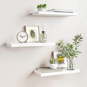 Set of 3 Floating Shelves Wall Mounted for Decor and Display