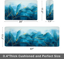 Anti Fatigue Coastal Rugs Beach Theme Fish Pattern Waterproof Non-Slip Ergonomic Comfort Standing Mat for Sink Laundry Bedroom,17.3 x28+17.3 x 47 Inch, PVC, Blue