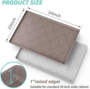 Under Sink Mat for Kitchen Waterproof, 34" x 22" Silicone Under Sink Liner, Up to 3.3 Gallons Liquid, Kitchen Bathroom Cabinet Mat-Fits 36'' Stand Cabinets