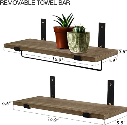 Floating Shelves for Bedroom, Bathroom, 2 Hooks Set of 4 – Modern Rugs and  Decor