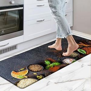 Anti Fatigue Mats for Kitchen Floor Cushioned, Non Skid Washable Memory Foam Kitchen Rugs and Mats for Bedroom, Office, Sink, Laundry 17.3*29''