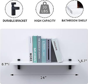 16 Inch Long, Wooden Bathroom Shelves Set of 2