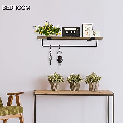 Floating Shelves for Bedroom, Bathroom, 2 Hooks Set of 4 – Modern Rugs and  Decor