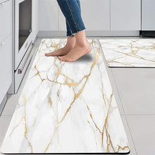 Set of 2 PVC Waterproof Cushioned Anti Fatigue Waterproof Cushioned Anti Fatigue Pink Gold Marble Kitchen Mats 17"x29"+17"x47"