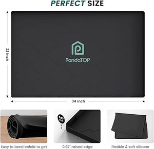 Under Sink Mat, 22" x 19" Silicone Kitchen Cabinet Tray, Waterproof & Flexible Under Sink Liner for Kitchen Bathroom and Laundry Room(Black)