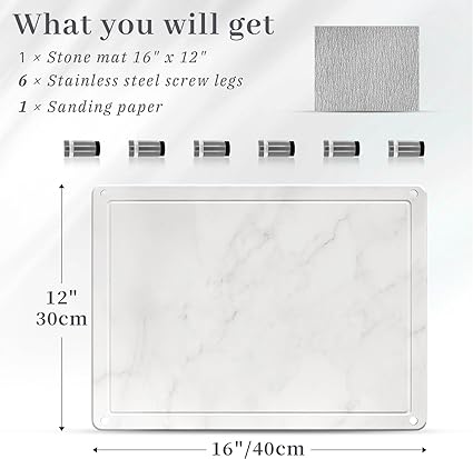 Stylish White Marble Stone Mat with 4 Non-slip Legs for Counter Protec –  Modern Rugs and Decor