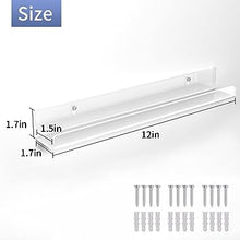 6 Pack 12 inch Clear Acrylic Album Record Holder Display,  Kids Bookshelf, Floating Wall Shelves for Bathroom, Bedroom, Living Room, Kitchen