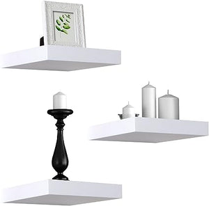 Floating Shelves — Hanging Wall Shelves Decoration — Perfect Trophy Display, Photo Frames (White)