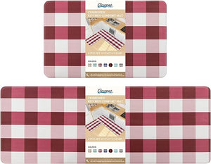 Cushioned Anti-Fatigue Waterproof Non-Slip Buffalo Plaid Heavy Duty PVC Ergonomic Comfort Standing Foam Mats, Rose&White, 17.3''x27.5''