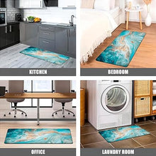 Anti Fatigue Coastal Rugs Beach Theme Fish Pattern Waterproof Non-Slip Ergonomic Comfort Standing Mat for Sink Laundry Bedroom,17.3 x28+17.3 x 47 Inch, PVC, Blue