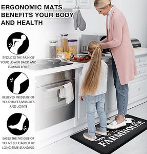 Non Skid Washable Anti Fatigue Mat Waterproof Cushioned Kitchen Matt for Standing 17.3"x29", Farmhouse