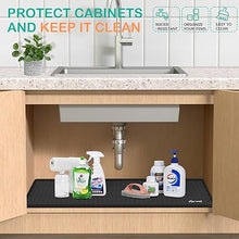 28" x 22" Silicone Mats for Kitchen Waterproof, Under Sink Cabinet Organizers and Storage, Sink and Cabinet Protector, Under Sink Tray for Bathroom (Black)