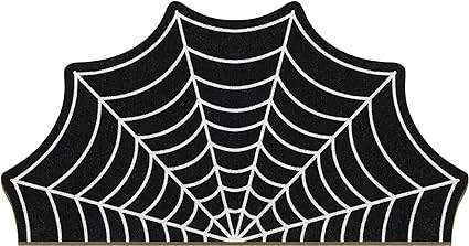 Halloween Door Mat Spider Web Doormat Halloween Rug Non Slip Goth Bath Mat Witchy Goth Rugs for Bathroom Kitchen Living Room Indoor Outdoor Fall Halloween (Spider, 17.72 x 29.53 Inch)