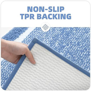 Ultra Soft and Water Absorbent Bath Rug, Bath Carpet, Machine Wash/Dry, for Tub, Shower, and Bath Room(20"x29",Blue and White)