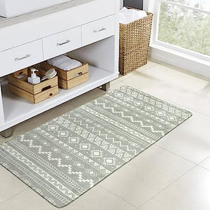 Non-Slip, Geometric, Washable Area Rugs (2x3, Black & Off-White）