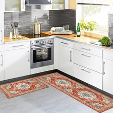 2 PCS Boho Super Non-Slip, Non Skid Washable Kitchen Rugs and mats - (17"x 47" and 17"x 30")