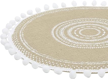 Tribal Folk Geometric Circles Pattern Round Placemat - Farmhouse