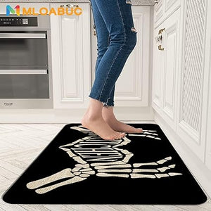 Happy Haloween Kitchen Mat Set of 2 Non Slip Cushioned Floor Mat 17x29 and 17x47 in