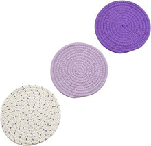 Kitchen Pot Holders Set Trivets Set 100% Pure Cotton Thread Weave Hot Pot Holders Set (Set of 3) Stylish Coasters, Hot Pads, Hot Mats, Spoon Rest for Cooking and Baking by Diameter 7 Inches (Blue)