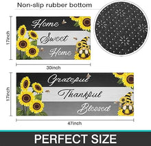 2 Piece Washable Non-Slip Black Boho Kitchen Mats