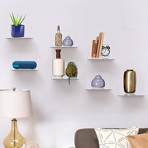 4 Pack Small Acrylic Wall Shelf, Display Ledges for Storage