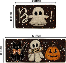 Bats Black Cats Boo Pumpkin Halloween Kitchen Mats Set of 2, 17x29 and 17x47 Inch