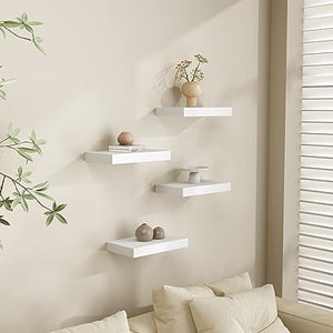 9" Deep White Floating Shelf Set of 2, Wall Shelves for Bathroom, Living Room, Bedroom, Modern Home Decor, 16" W x 9" D x 2" H