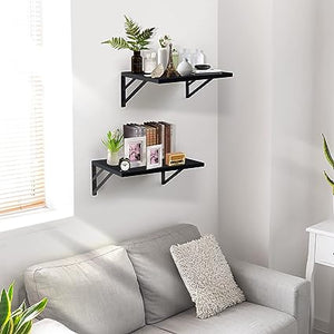 2 Pc Deep Floating Shelves ; 15.7” Long x 11.8” Deep Wall Mounted Hanging Shelves for Living Room, Kitchen, Office, Bathroom and Bedroom Decor; Storage and Display Shelf Set
