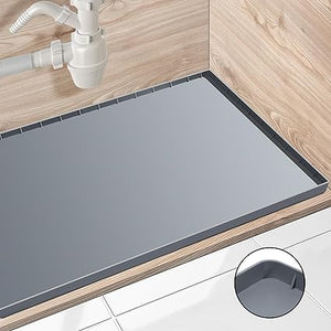 Under Sink Liner, Silicone Mats Shelf Liner for Kitchen Cabinet Tray Bathroom Protectors Black