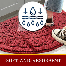 2 Piece 18”X30”, Non Skid Washable Half Circle Kitchen Mats, - Red-2