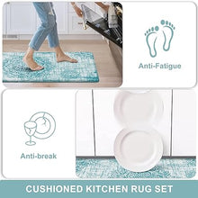 Anti Fatigue Kitchen Mats for Floor 2 Piece, Cushioned Comfort Kitchen Rugs Distressed Kitchen Sink Mats Waterproof Standing Mat for Kitchen, 17.3" x 47"+ 17.3" x 30"