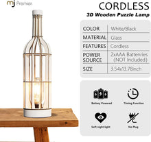 Battery Operated Table Lamps Timer Wooden Wine Bottle Shape Decorative Lamp (Black)