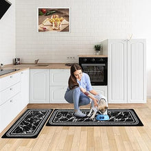 Anti-Fatigue Black and White Modern  Non Slip Washable, Cushioned Kitchen Mats, 18 x 30 Inch