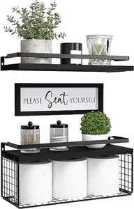 Floating Shelves with Wall Décor Sign, Bathroom Shelves Over Toilet wi –  Modern Rugs and Decor