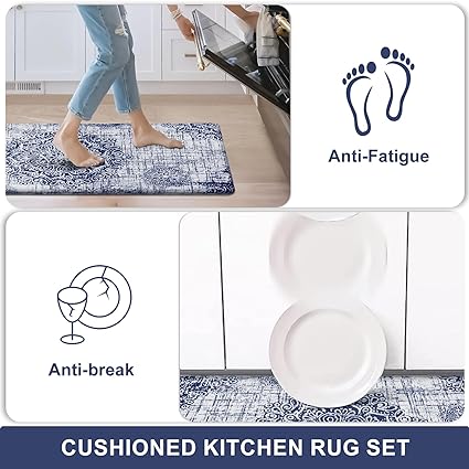 2 Pack Anti Fatigue Kitchen Mat 2x Kitchen Rug Cushioned Kitchen Floor Mat  