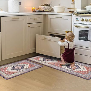 Anti Fatigue Cushioned Memory Foam Non Slip Kitchen Mats for Floor 2 Piece Set,