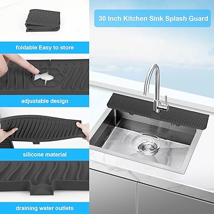 2x Faucet Splash Guard Silicone Sink Drip Water Pad Mat Drying Tray Bath  Kitchen