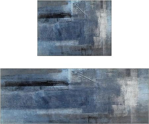 Sets of 2,Abstract Waterproof  Art Kitchen Decoration Non-Slip Absorbent Mats, 17x30+17x48inch