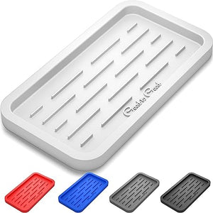 Waterproof, Durable, Flexible, Non-Slip, Easy Clean Silicone Sponge Holder Kitchen Sink Organizer Tray for Sponges, Soap Dispensers, Scrubbers, and Other Dishwashing Accessories,