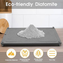 Fast Drying Stone Dish Drying Mats for Kitchen Counter, Diatomaceous Earth Water Absorbing Dish Drying Mats for Bottles Cups, Non-Slip Sink Caddy Tray with Stainless Steel for Kitchen Bathroom (Grey)