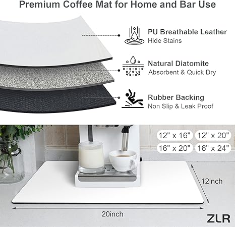 Quick-drying Coffee Mat With Absorbent Rubber Backing For Kitchen